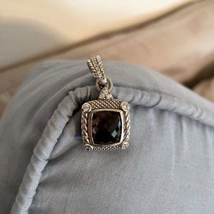 Judith Ripka smoky quartz & diamonique pendant